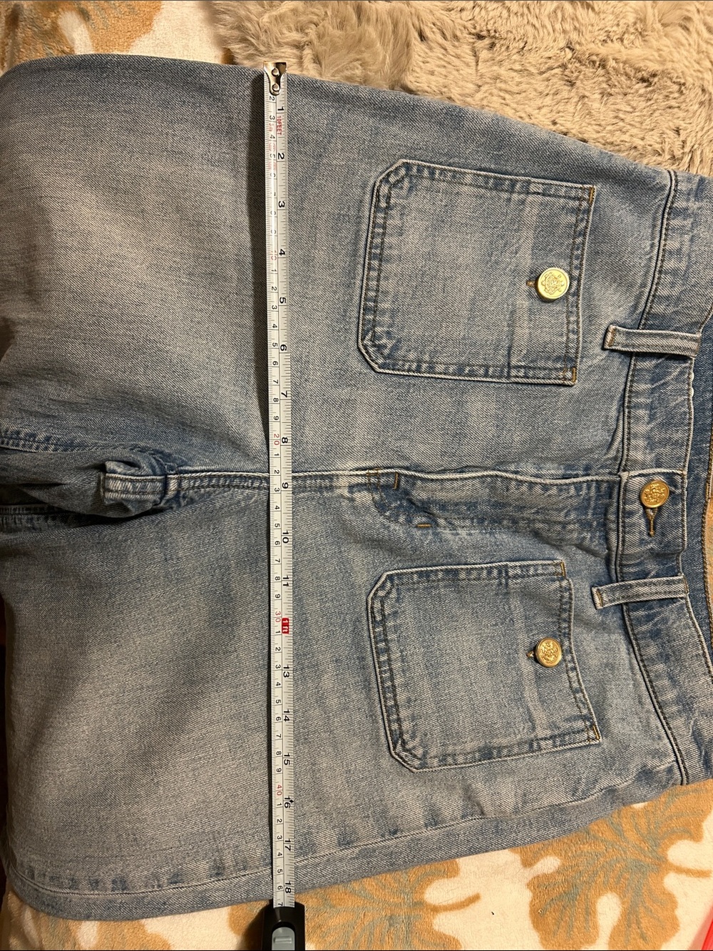 J.CREW • Sailor Wide Leg Trousers Gold Buttons Patch Pockets Jeans - High Rise - Picture 13 of 16